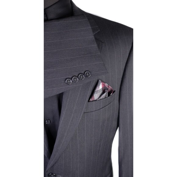 Jos A Bank 2-Pc Stripped Gray Suit Jacket Blazer Jacket Size 41R Pants 35X30 - Picture 6 of 16